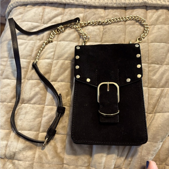 Rebecca Minkoff Handbags - Rebecca MINKOFF black suede and gold hardware  cross body with credit card slots